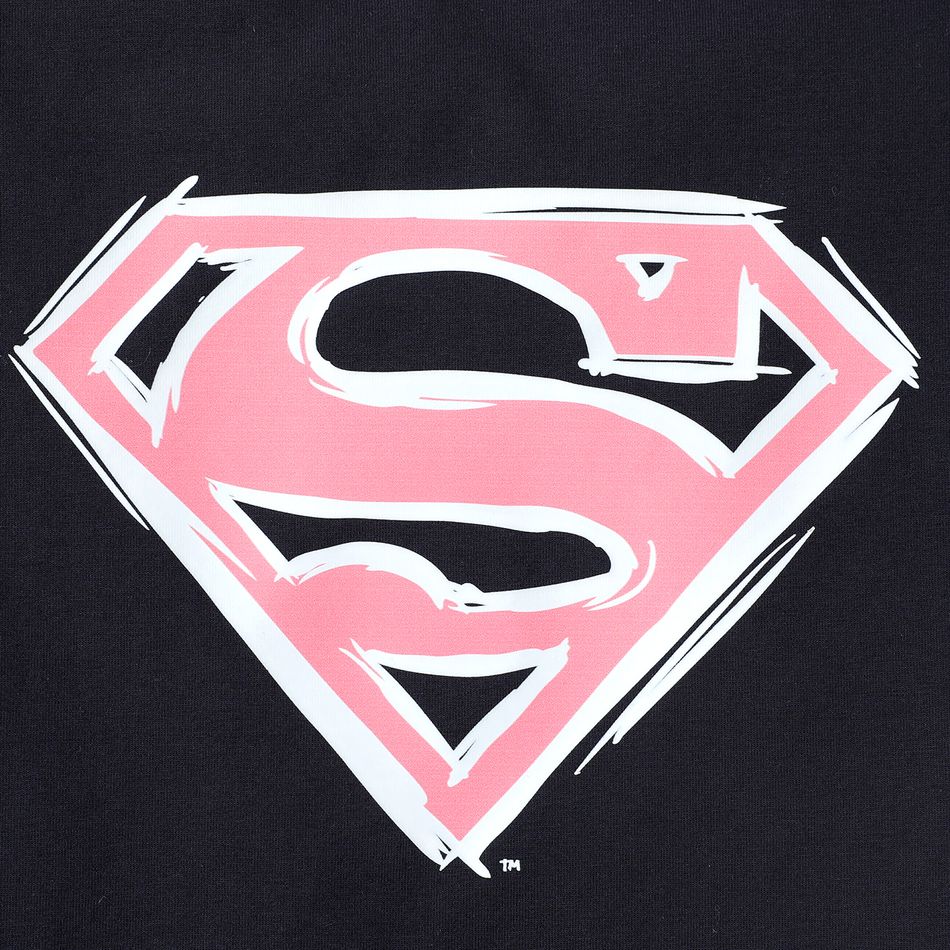 Superman 2-piece Kid Girl Classic Logo Tee and Stripe Pants Cotton Set DeepBlue big image 4