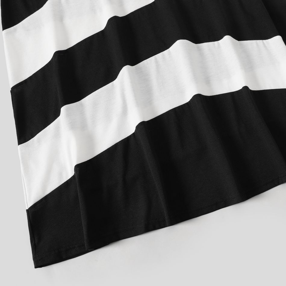 Family Matching Black & White Spliced Cami Dresses and Short-sleeve Polo Shirts Sets BlackandWhite big image 6