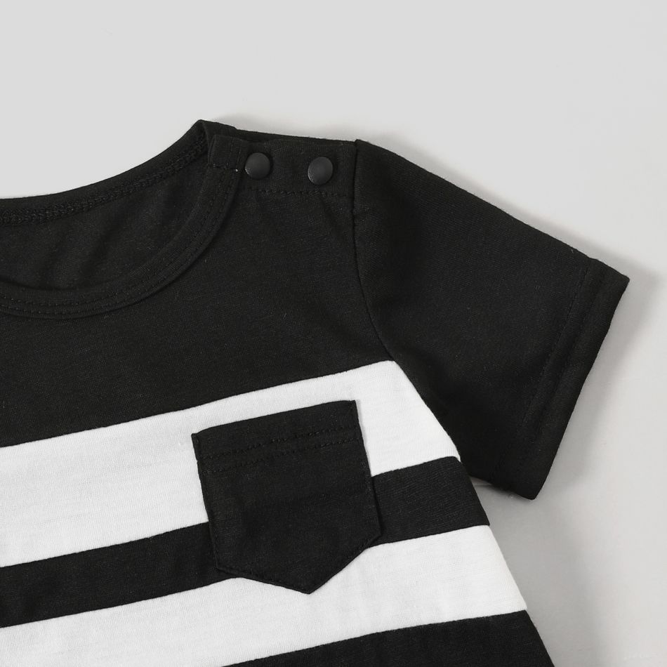 Family Matching Black & White Spliced Cami Dresses and Short-sleeve Polo Shirts Sets BlackandWhite big image 11