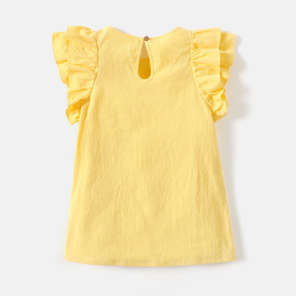 Harry Potter Kid Girl 100% Cotton Ruffled Flutter-sleeve Crepe Tee Yellow big image 3