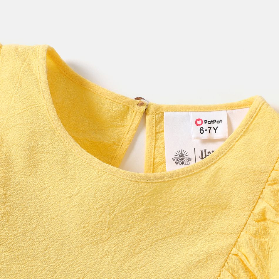 Harry Potter Kid Girl 100% Cotton Ruffled Flutter-sleeve Crepe Tee Yellow big image 4