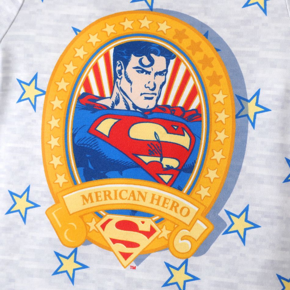 Superman Baby Boy Stripe and Stars Super Hero Short-sleeve Bodysuit flowergrey big image 2