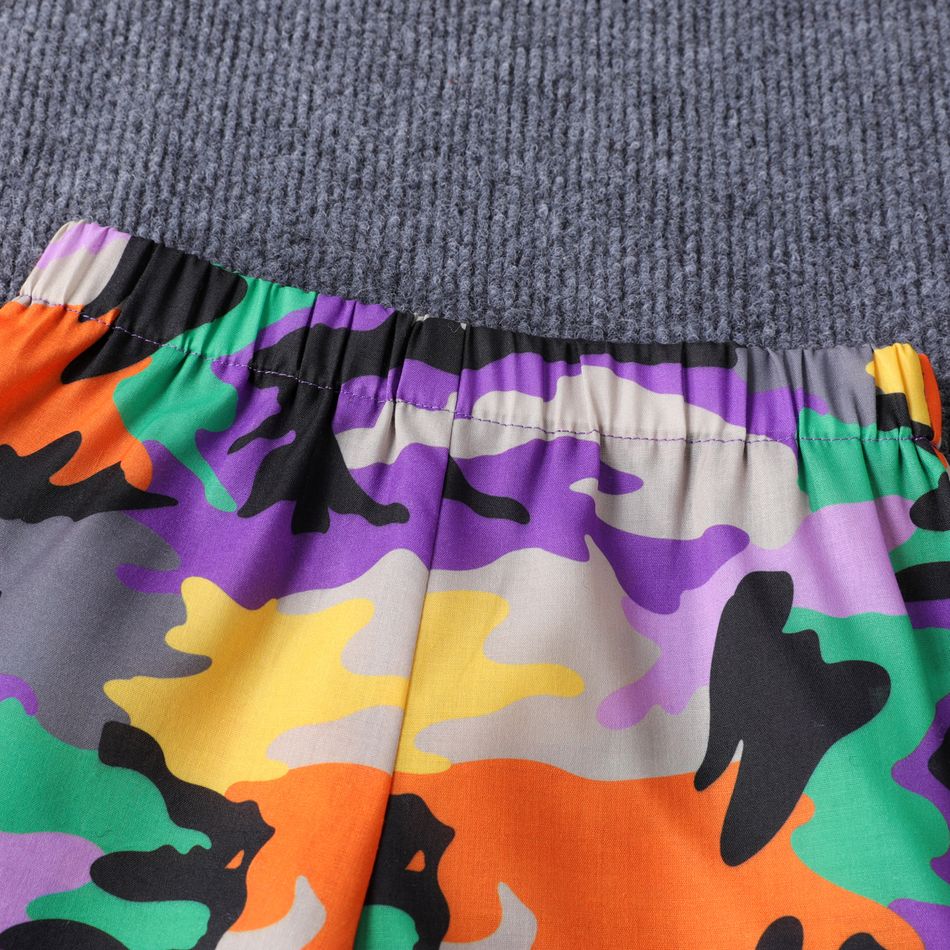 2pcs Toddler Boy Camouflage Print Coloblock Lapel Collar Short-sleeve Shirt and Shorts Set Multi-color big image 5
