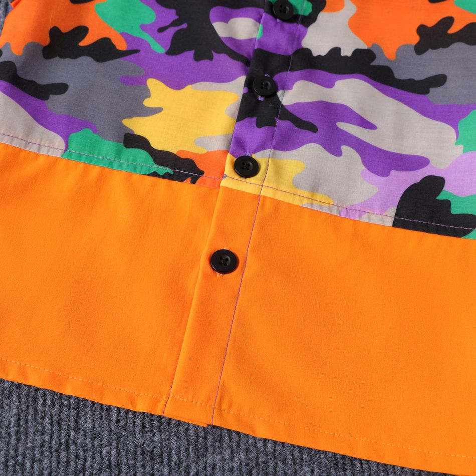 2pcs Toddler Boy Camouflage Print Coloblock Lapel Collar Short-sleeve Shirt and Shorts Set Multi-color big image 4