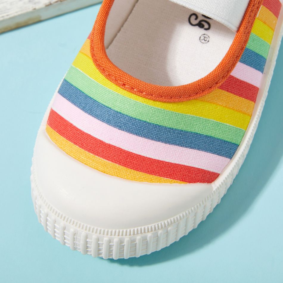 Toddler / Kid Rainbow Pattern Elastic Strap Canvas Casual Shoes Multi-color big image 3