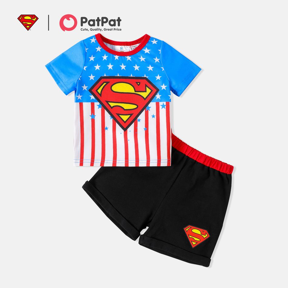 Justice League 2pcs Baby Boy Graphic Short-sleeve T-shirt and Shorts Set Blue