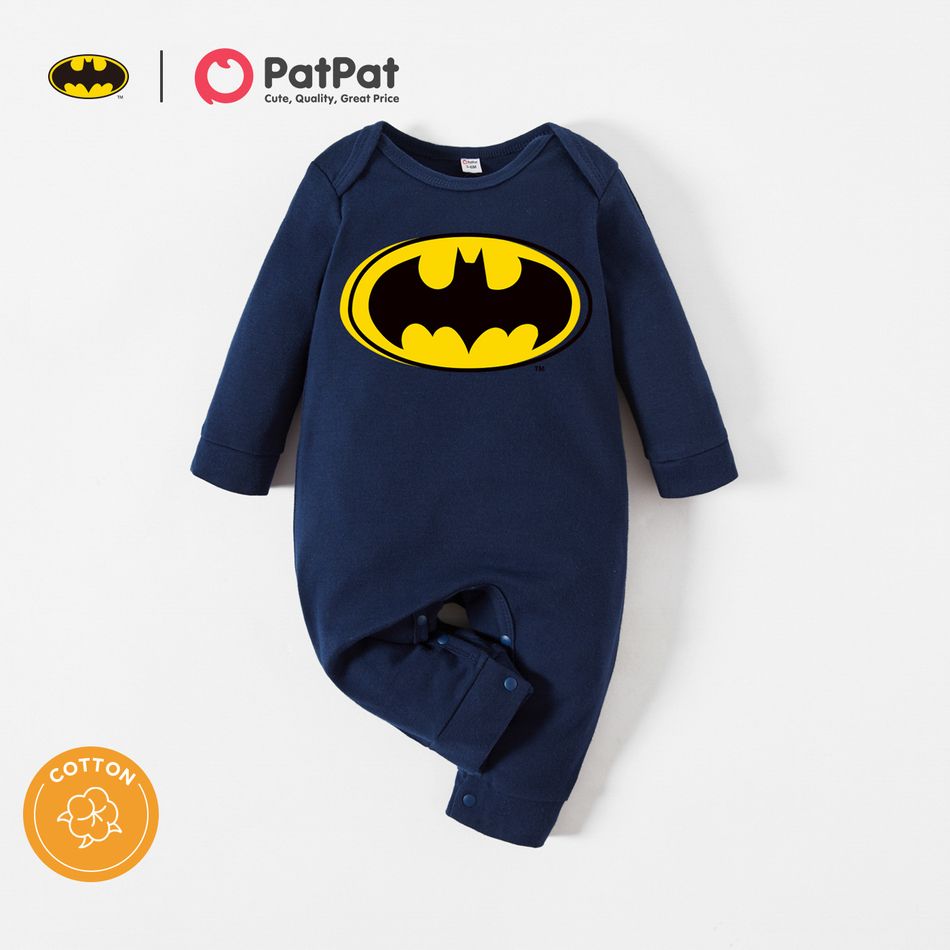 Justice League Baby Boy/Girl 100% Cotton Long-sleeve Graphic Jumpsuit Royal Blue