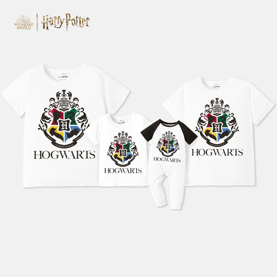 Harry Potter Family Matching Cotton Short-sleeve Graphic T-shirts and Plaid Pants White