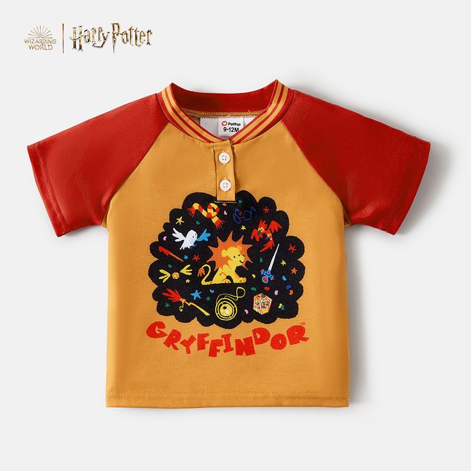 Harry Potter Baby Boy/Girl Graphic Button Up Raglan-sleeve T-shirt Yellow
