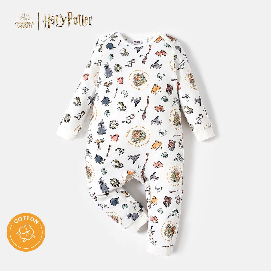 Harry Potter Baby Boy/Girl 100% Cotton Stripe and Allover Jumpsuit White