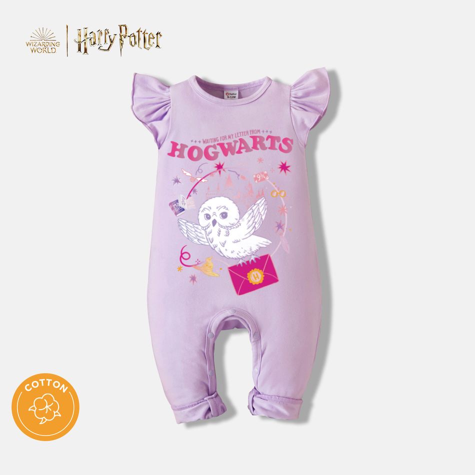 Harry Potter Baby Girl HOGWARTS Owl Cotton Jumpsuit Light Purple