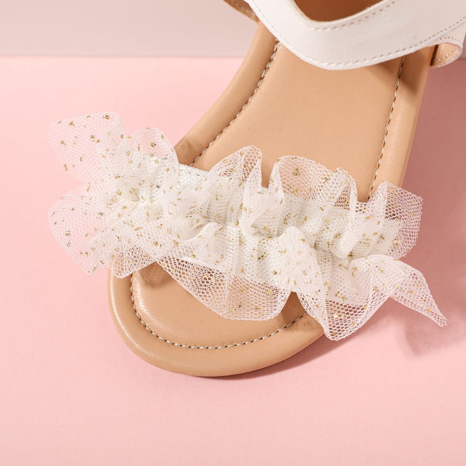 Toddler / Kid Mesh Lace Ruched White Sandals White big image 4