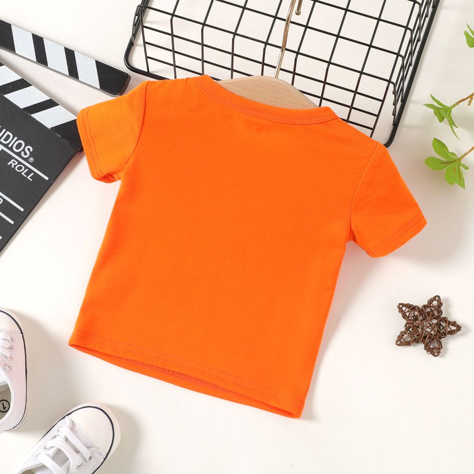 Baby Boy Letter Print Round Neck Short-sleeve T-shirt Orange big image 3