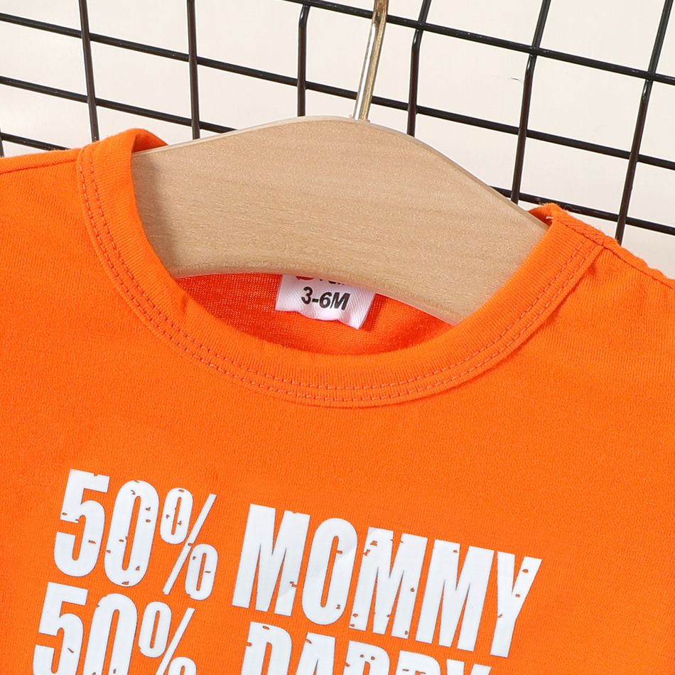 Baby Boy Letter Print Round Neck Short-sleeve T-shirt Orange