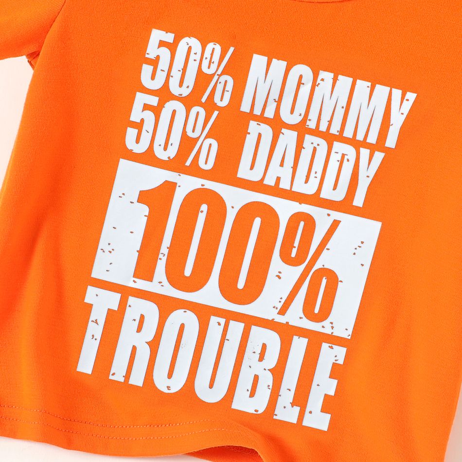 Baby Boy Letter Print Round Neck Short-sleeve T-shirt Orange big image 4