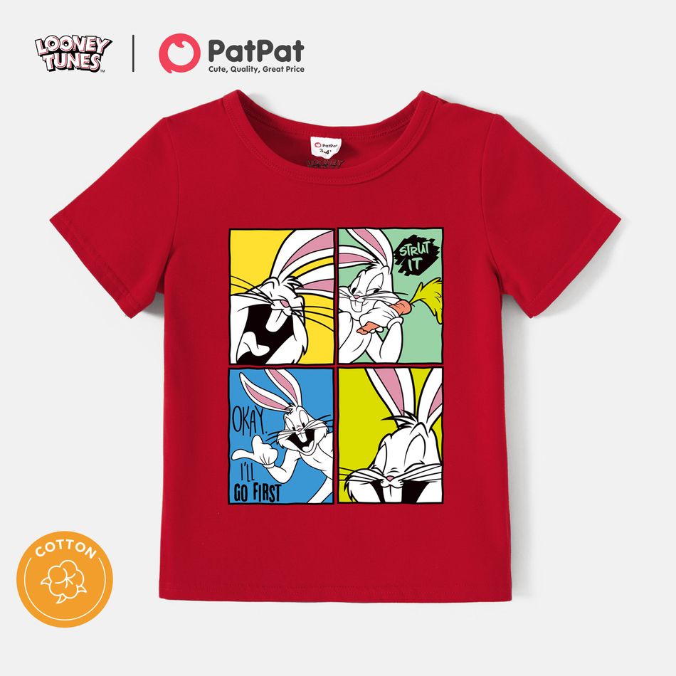 Looney Tunes Toddler Boy/Girl Letter Print Short-sleeve Cotton Tee Burgundy