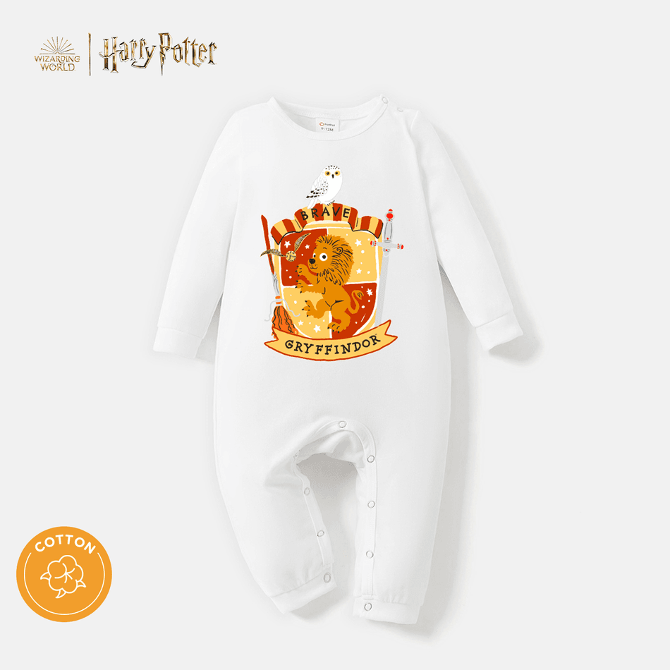 Harry Potter Baby-Jungen/Mädchen-Baumwoll-Langarm-Grafik-Jumpsuit weiß