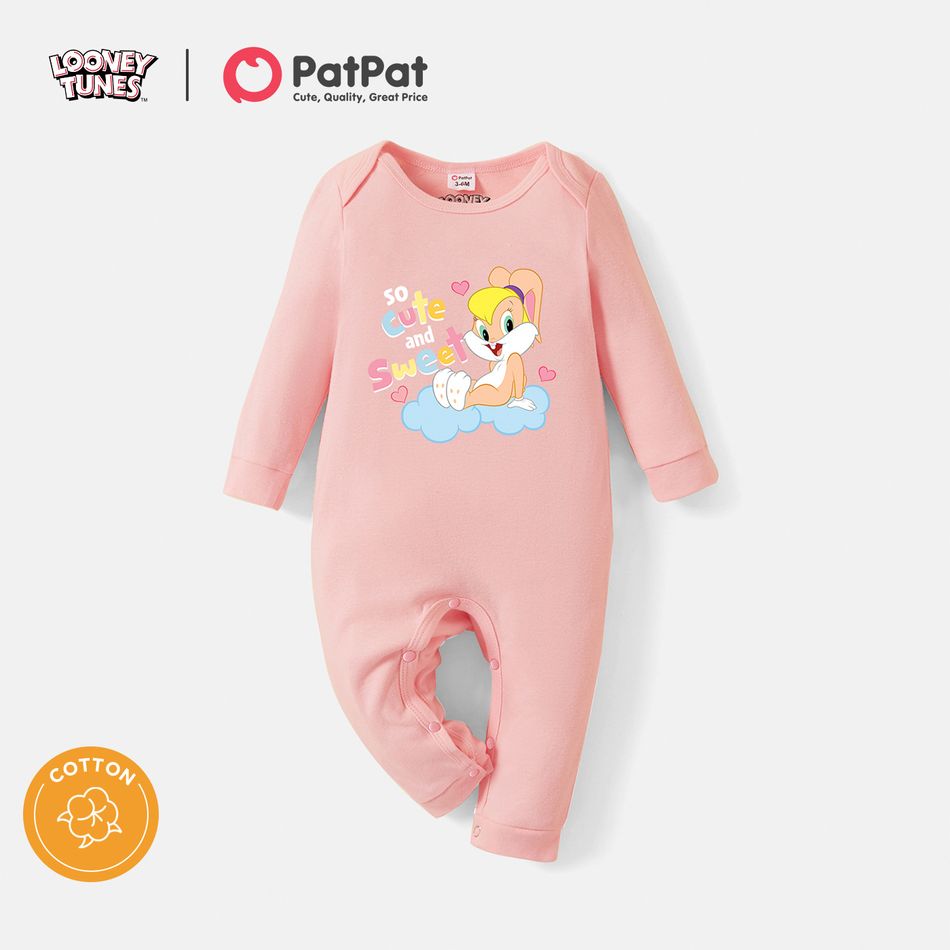 Looney Tunes Baby Boy/Girl Tweety Bunny Graphic 100% Cotton Jumpsuit Pink