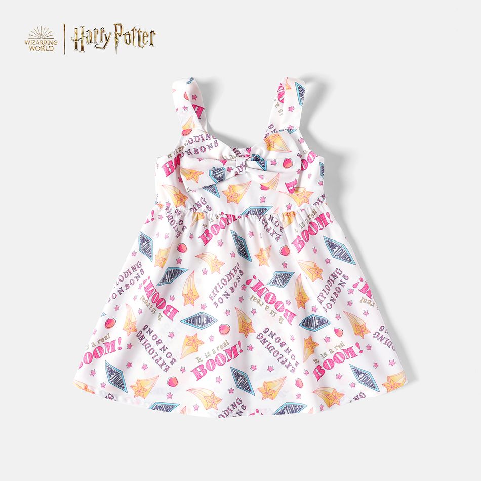 Harry Potter Toddler Girl Letter Stars Print Bowknot Design Strap Dress Colorful