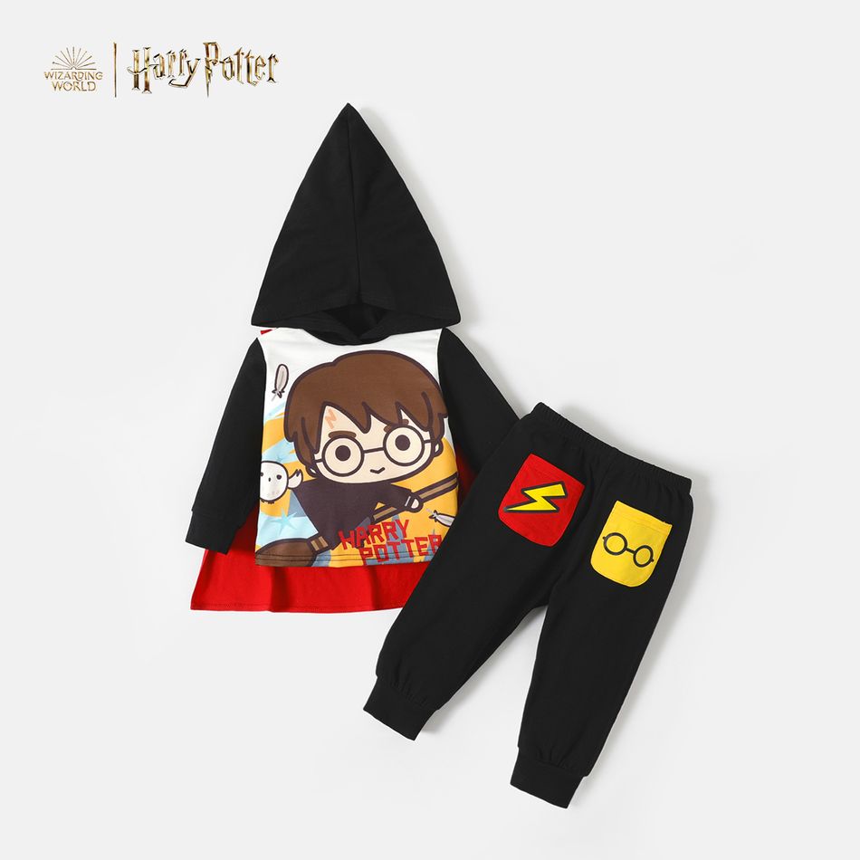Harry Potter 3-piece Baby Boy Hooded Sweatshirt with Cloak and Pants Set with Face Mask Black