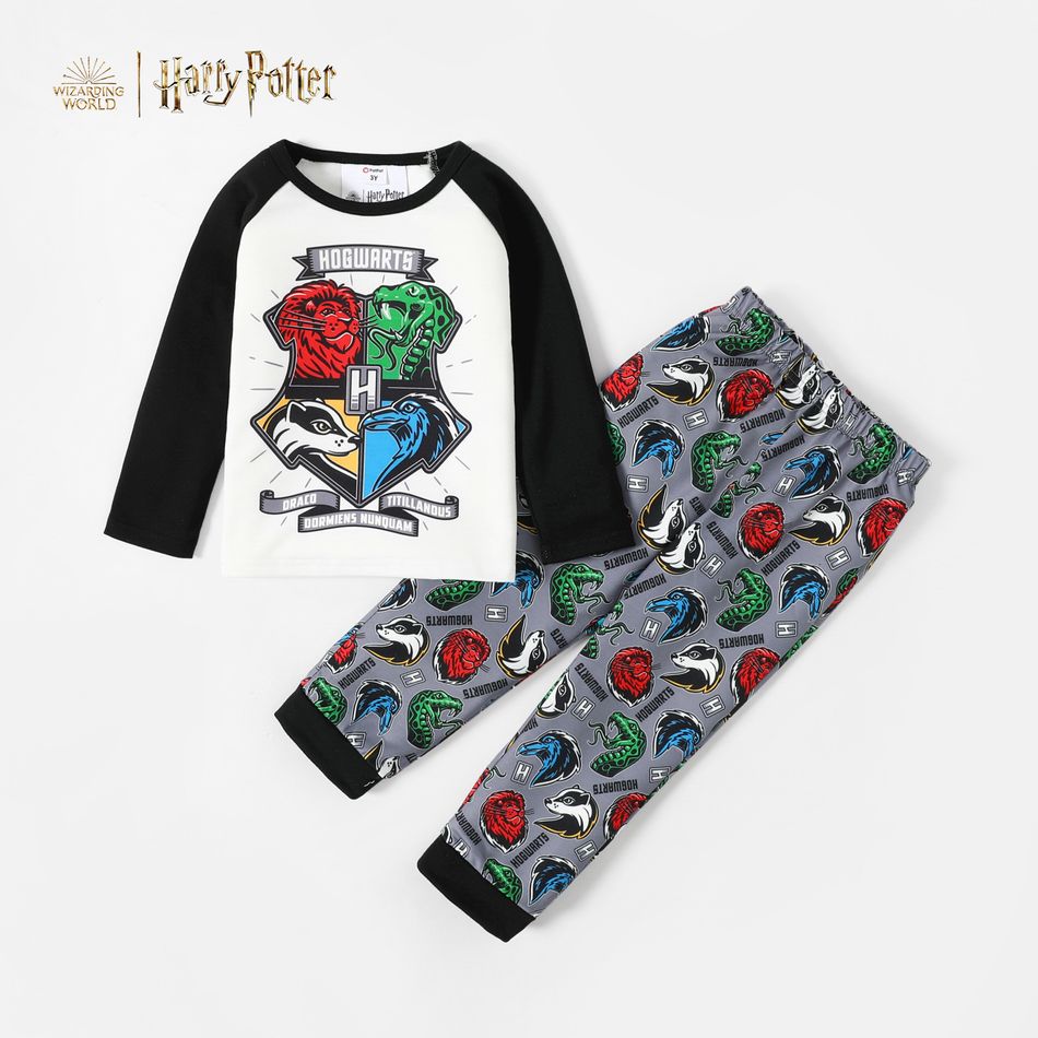 Harry Potter 2-piece Toddler Boy HOGWARTS Colorblock Tee and Allover Pants Set Black/White