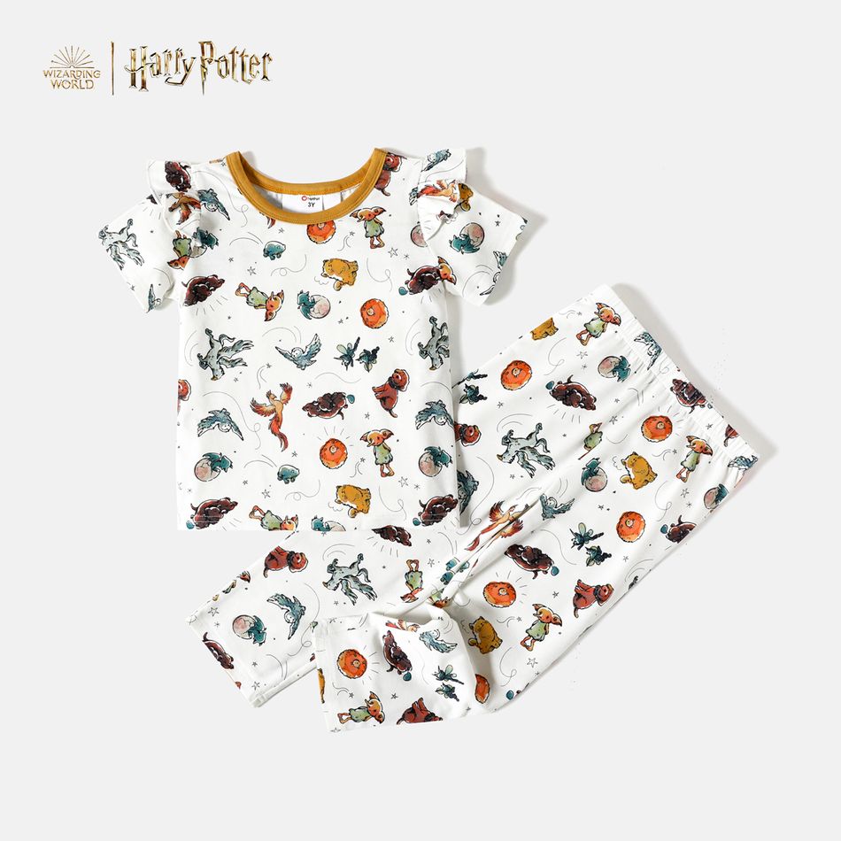 Harry Potter 2-piece Toddler Girl Animal Print Ruffled Short-sleeve Tee and Pants Set White