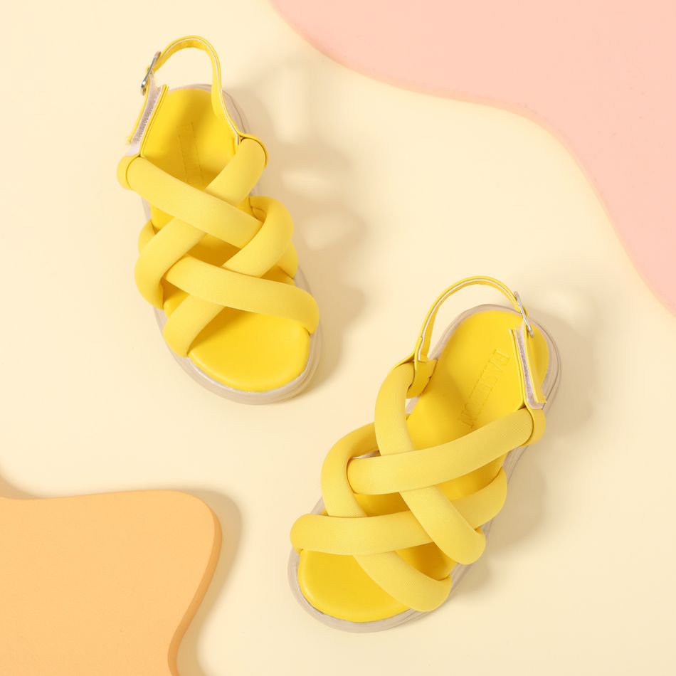 Toddler / Kid Simple Solid Criss Cross Sandals Yellow