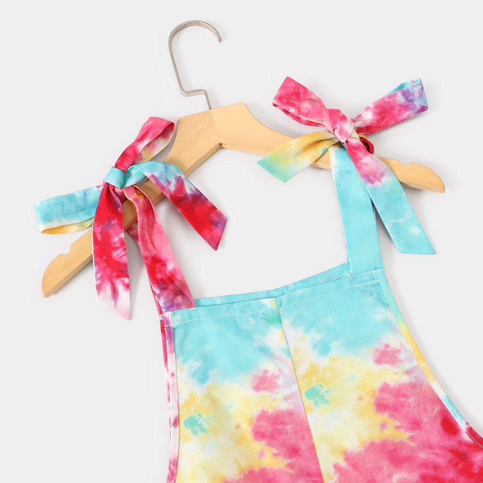 Tie-Dye Tie Shoulder Overalls Shorts for Mom and Me Colorful big image 3