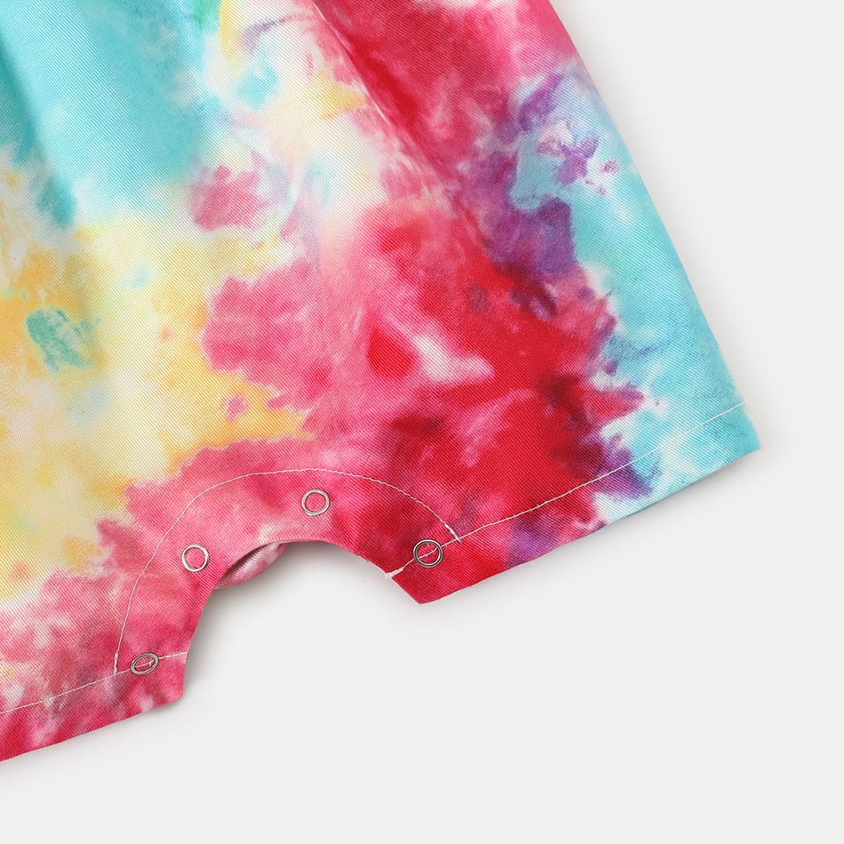 Tie-Dye Tie Shoulder Overalls Shorts for Mom and Me Colorful big image 11