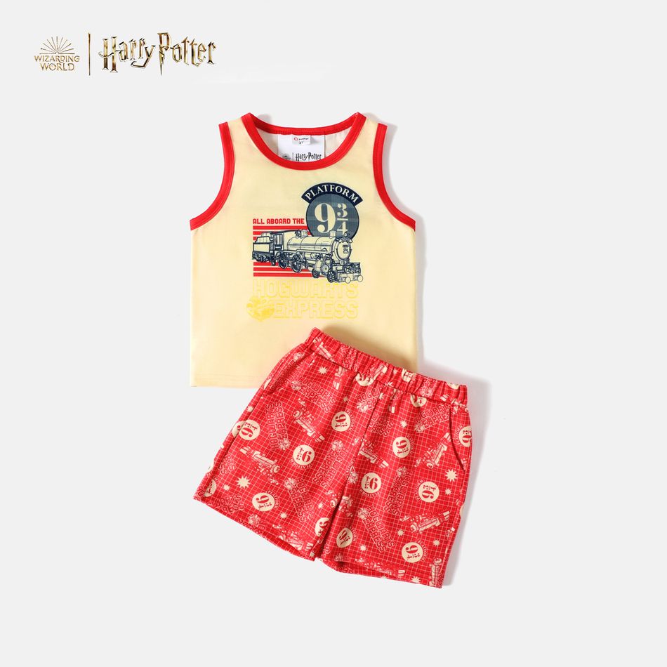 Harry Potter 2-piece Toddler Boy Letter Vehicle Print Tank Top and Elasticized Shorts Set Red