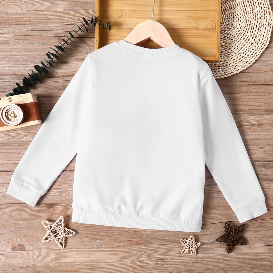 Kid Girl Letter Animal Bee Print Cotton Pullover Sweatshirt White big image 2