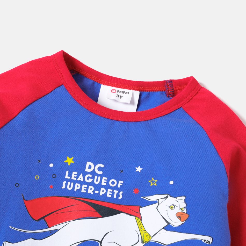 Super Pets 2pcs Toddler Boy Letter Print Cotton Long Raglan Sleeve Tee and Allover Print Pants set Colorful big image 3