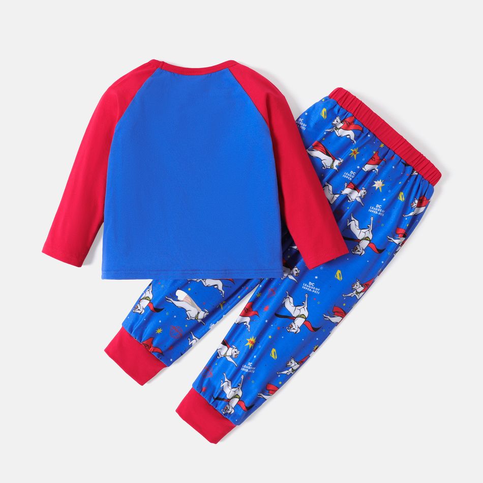 Super Pets 2pcs Toddler Boy Letter Print Cotton Long Raglan Sleeve Tee and Allover Print Pants set Colorful big image 2