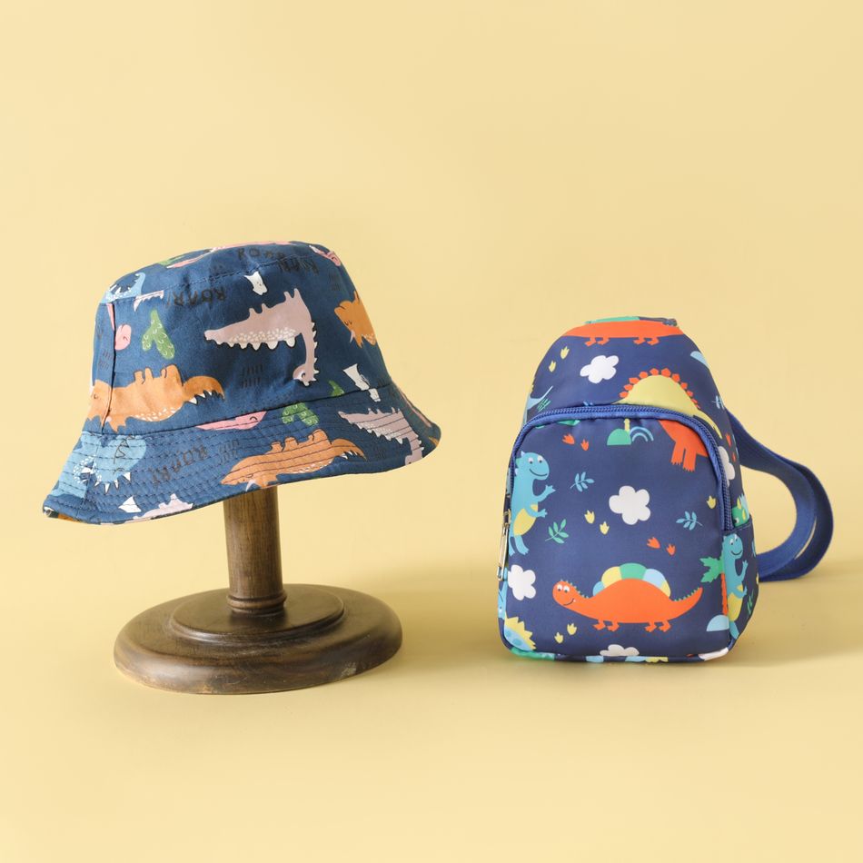 kids Unicorn Dinosaur Pattern Chest Bag Sling Bag Baby / Toddler Allover Dinosaur Print Bucket Hat Blue big image 6