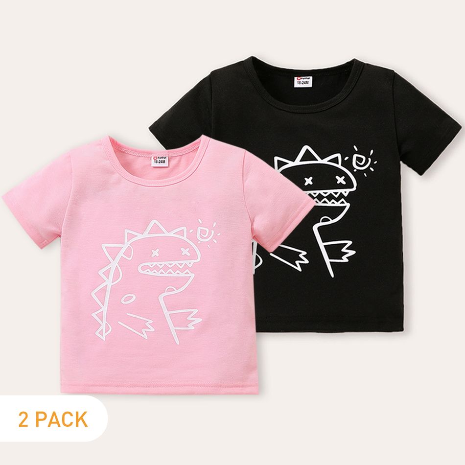 2-Pack Toddler Girl Animal Dinosaur Print Short-sleeve Tee Multi-color