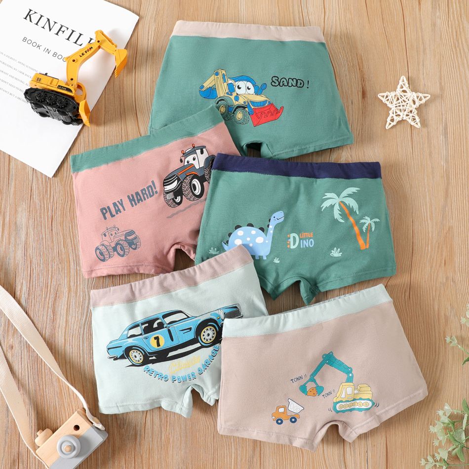 4-Pack Kid Boy Vehicle/Animal Print Boxer Briefs Underwear Multi-color big image 2