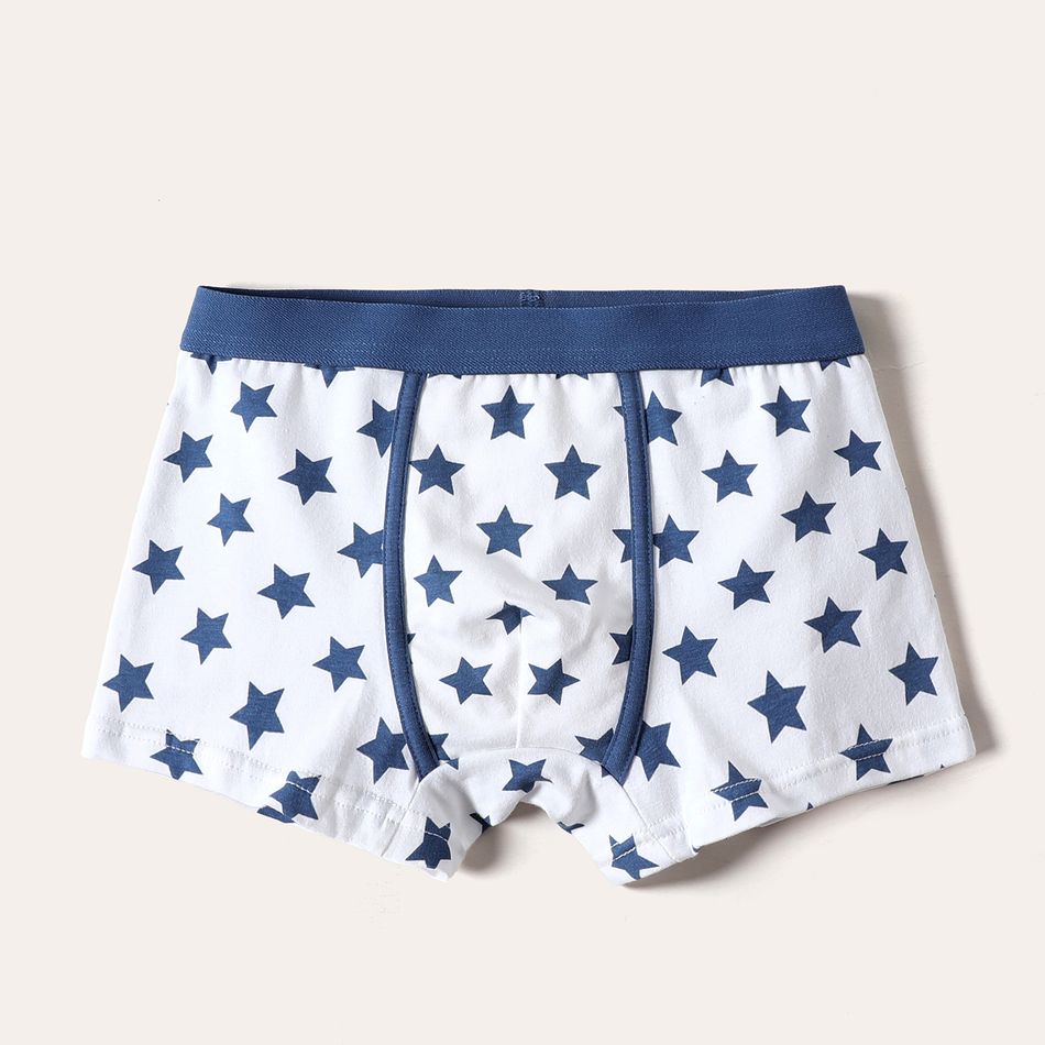 4-Pack Kid Boy Polka dots/Stars Print Solid Color Cotton Boxer Briefs Underwear Multi-color big image 14