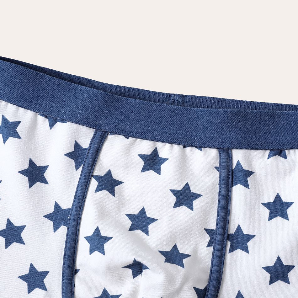 4-Pack Kid Boy Polka dots/Stars Print Solid Color Cotton Boxer Briefs Underwear Multi-color big image 12