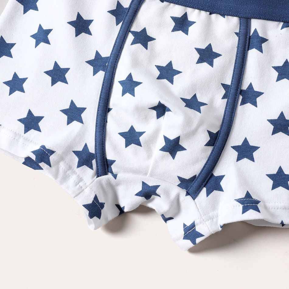 4-Pack Kid Boy Polka dots/Stars Print Solid Color Cotton Boxer Briefs Underwear Multi-color big image 13