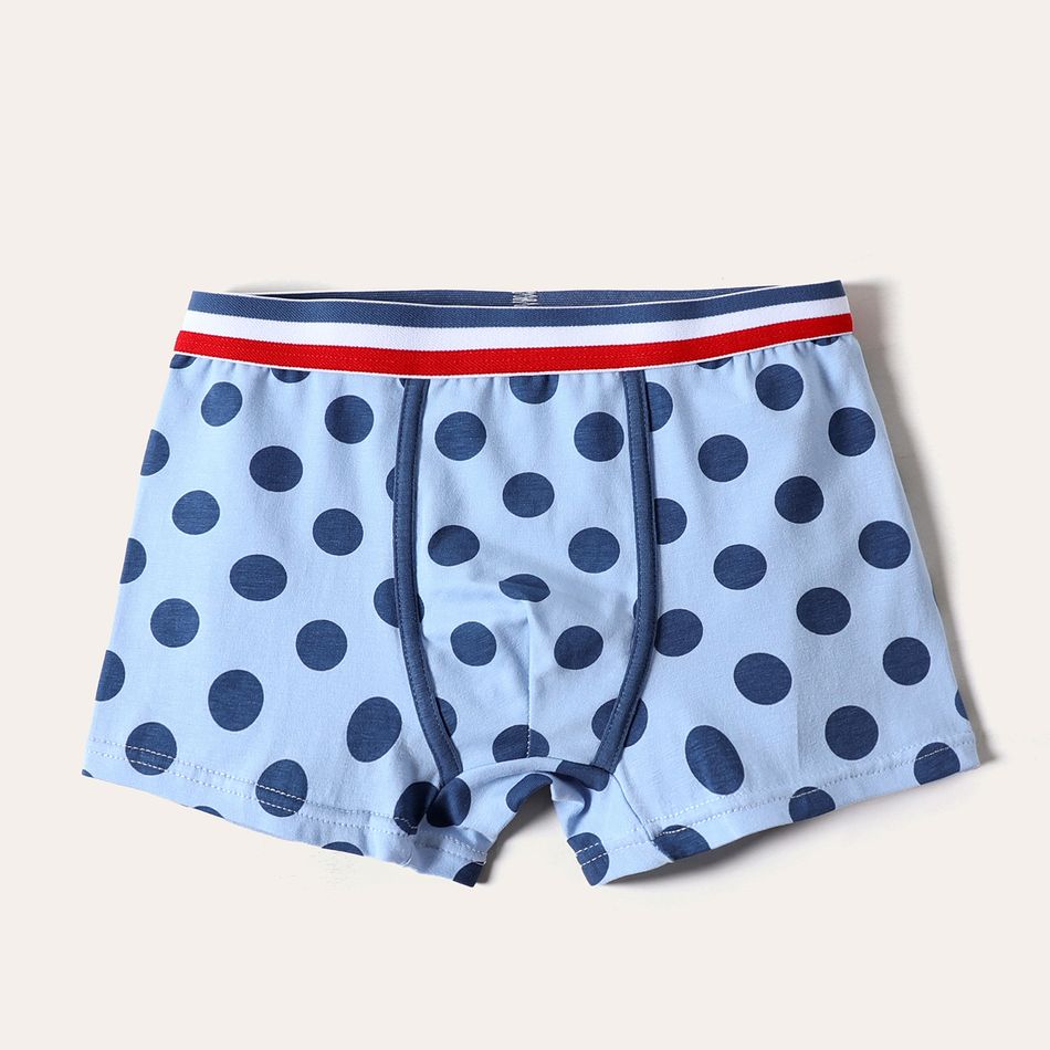 4-Pack Kid Boy Polka dots/Stars Print Solid Color Cotton Boxer Briefs Underwear Multi-color big image 19