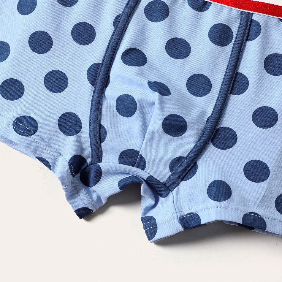4-Pack Kid Boy Polka dots/Stars Print Solid Color Cotton Boxer Briefs Underwear Multi-color big image 18