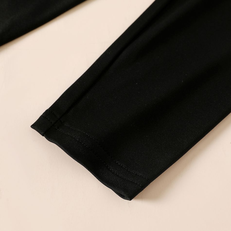 2 قطع كيد فتاة ليوبارد طباعة colorblock طويلة الأكمام المحملة واللباس الأسود مجموعة كتلة اللون big image 4