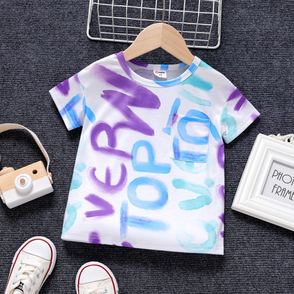 Toddler Boy Colorful Letter Print Short-sleeve Tee Colorful