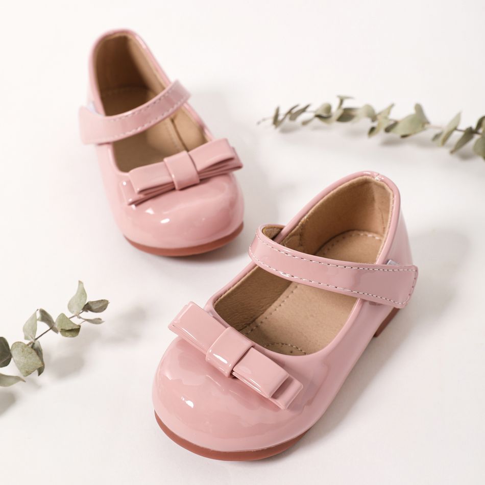 Toddler / Kid Bow Decor Pink Flats Mary Jane Shoes Light Pink big image 2