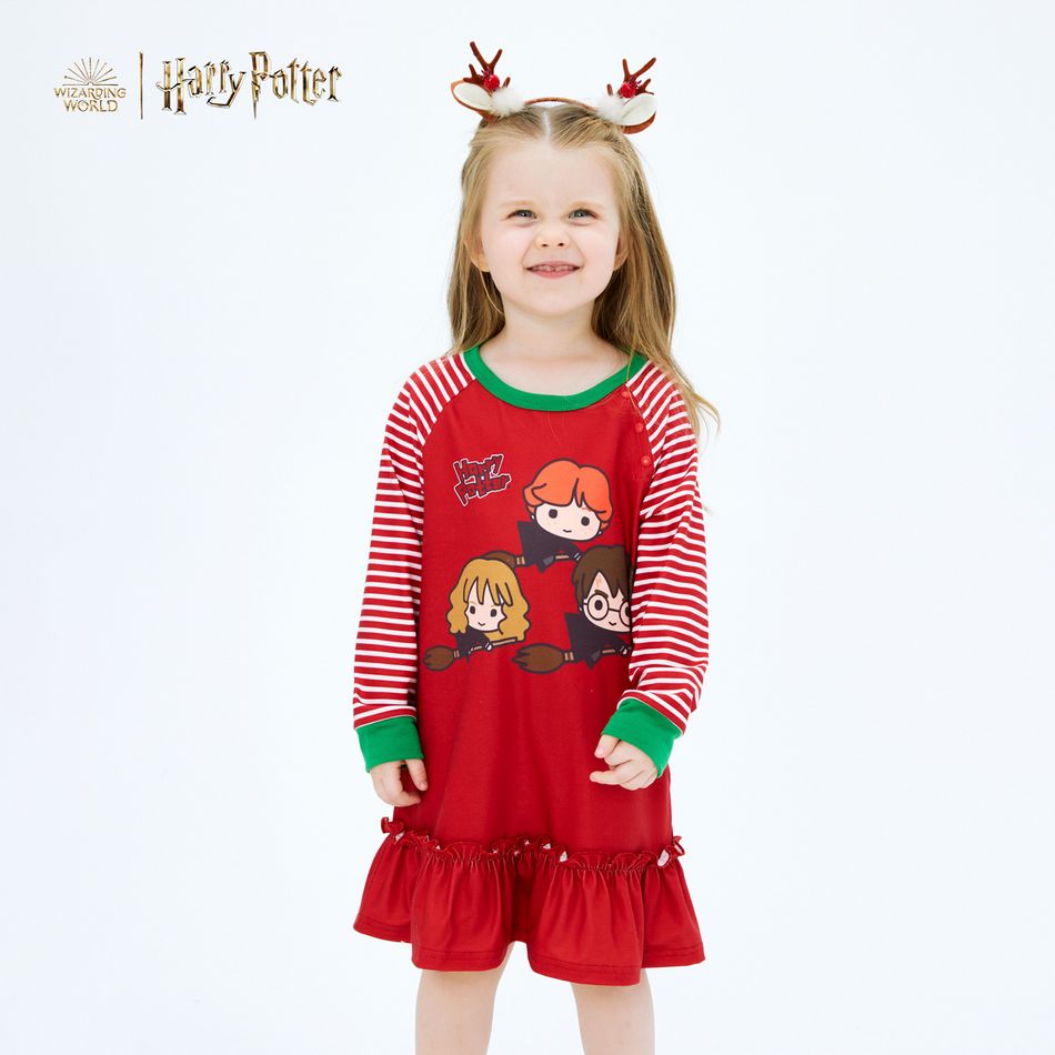 Harry Potter Toddler Girl Harry Stripe and Ruffled Red Dress Red big image 2