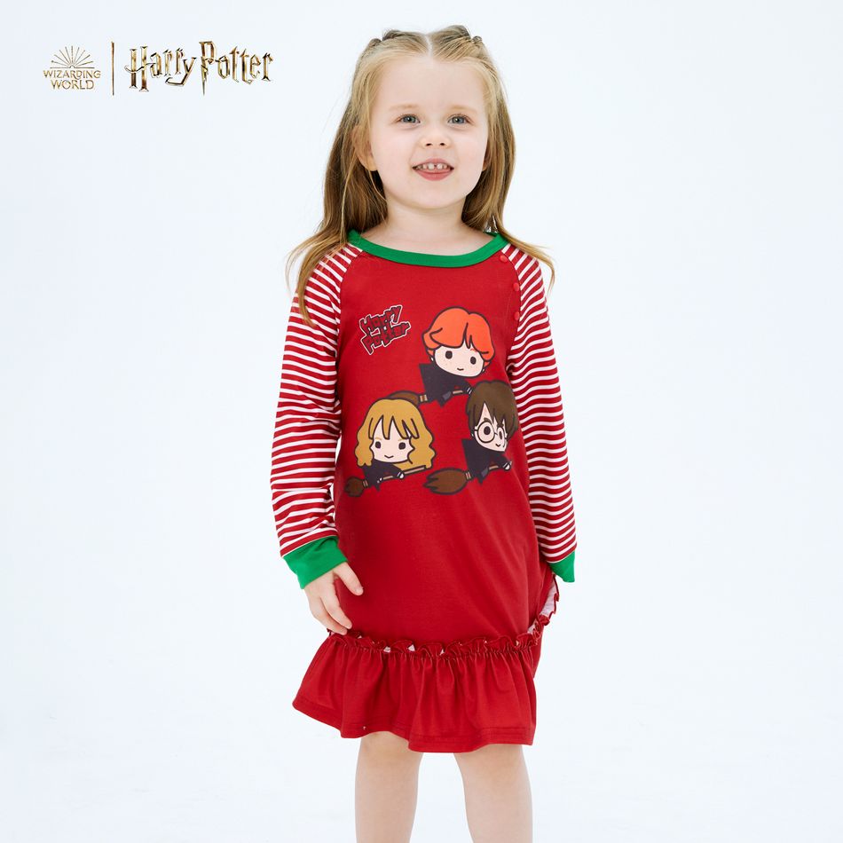 Harry Potter Toddler Girl Harry Stripe and Ruffled Red Dress Red big image 3