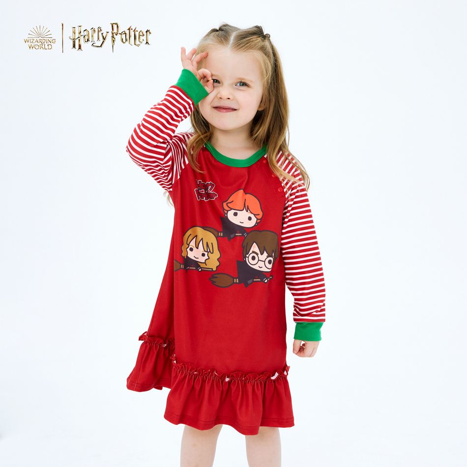 Harry Potter Toddler Girl Harry Stripe and Ruffled Red Dress Red