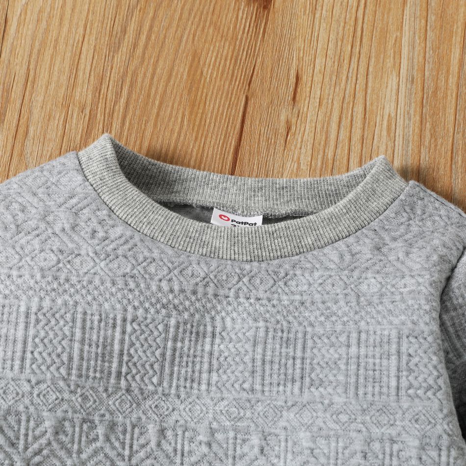 Toddler Boy Basic Solid Color Textured Pullover Sweatshirt gray big image 4