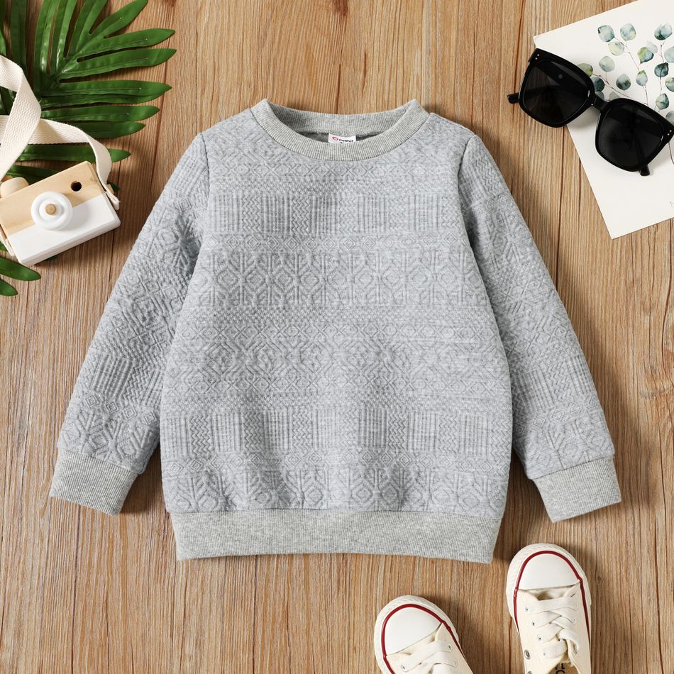 Toddler Boy Basic Solid Color Textured Pullover Sweatshirt gray
