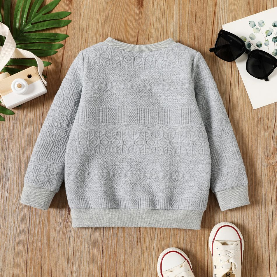 Toddler Boy Basic Solid Color Textured Pullover Sweatshirt gray big image 3